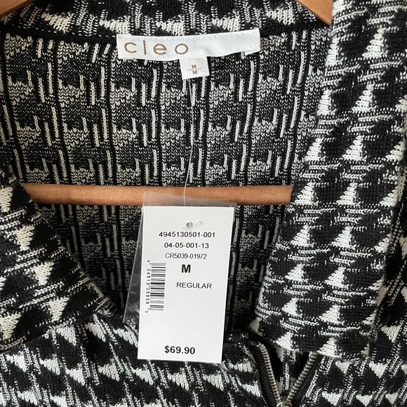 Moto Style Houndstooth Print Sweater Jacket - Picture 5 of 8